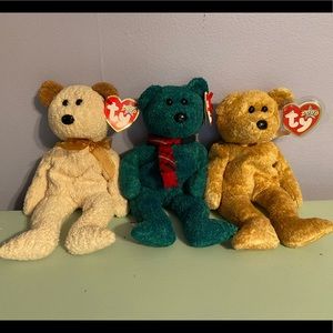 Lot of 3 Wallace, Cashew, Huggy TY Beanie Babies